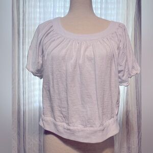 Shabby Chic white cotton top, size small, tie in back with open back detail